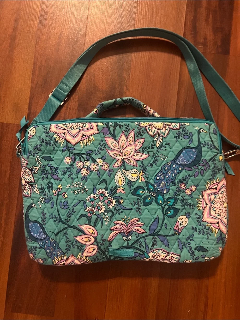 Vera Bradley Teal Quilted Floral Laptop Bag